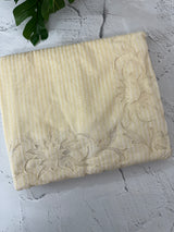 Striped Mul chanderi saree with applique borders MSH987 - Pale Yellow