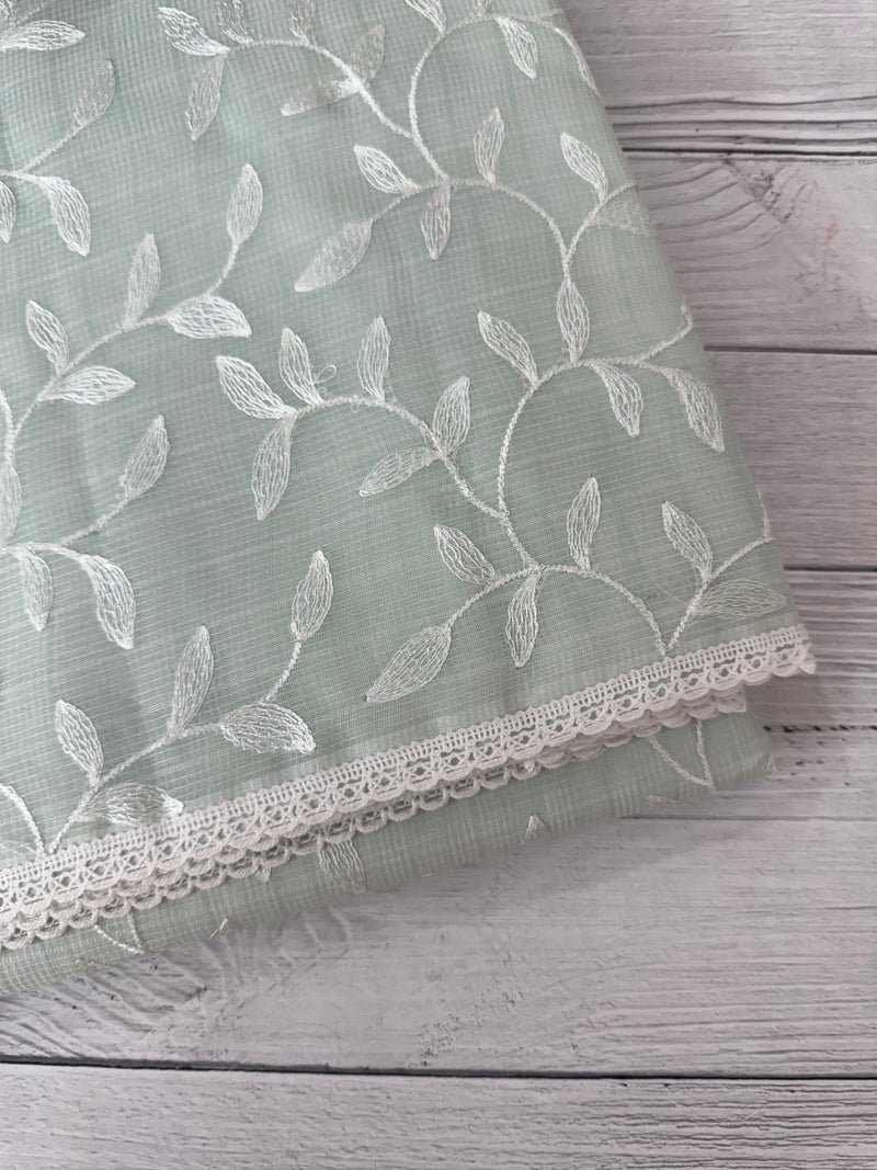 Kota embriodery saree MS1455 Pastel BluishGreen