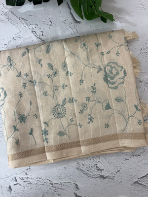 Blended soft tussar saree with cross stitch embriodery MS8666 (4)