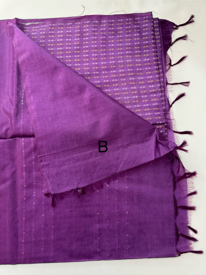 Semi tussar saree with thread work SBHMSH Violet