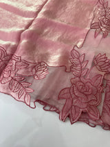 Fancy satin silk organza saree with applique borders
 MS14207 Pink