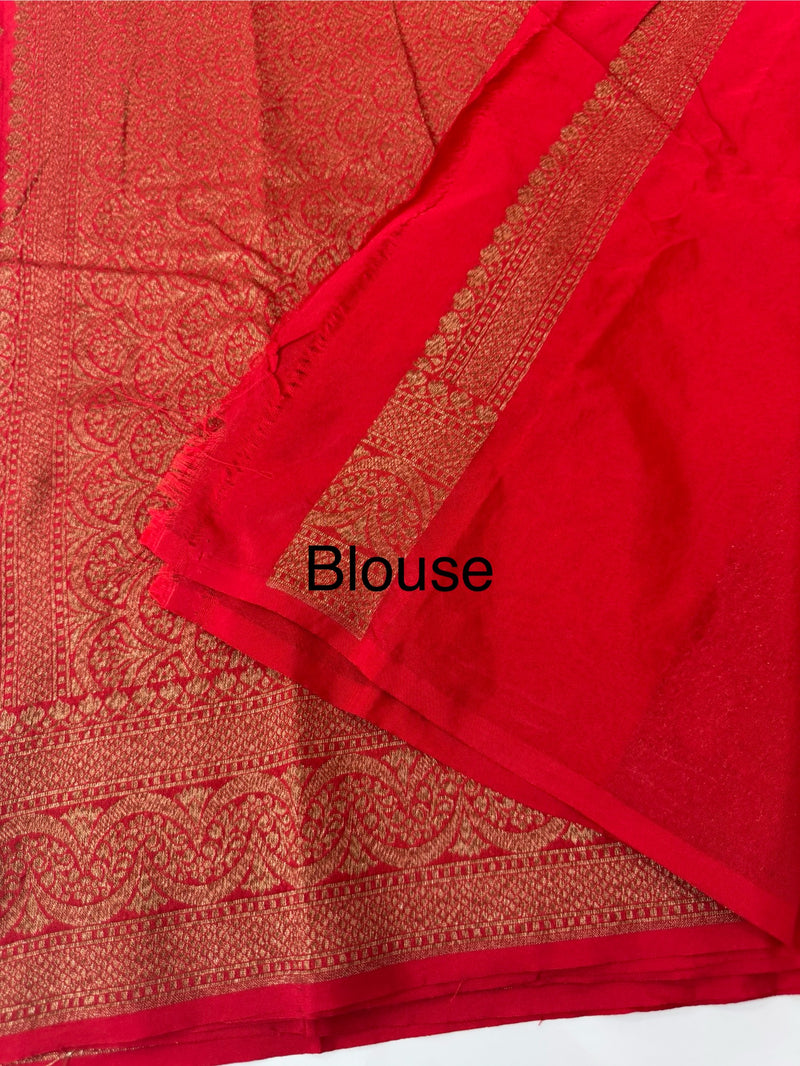 Semi Banarasi Georgette saree MKGS ChilliRed