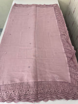 Soft crushed chanderi crepe silk saree with lace borders MLS466