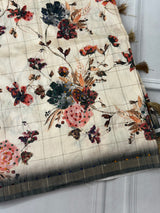 Blended tussar silk saree with french knots, sequence and kanta work - MS14855