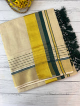 Kerala tissue saree - BottleGreen