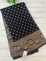 Semi banarasi Khaddi Georgette saree - MS1499 Black