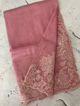 Tissue mix soft Organza saree with applique work MSCK38 Pink