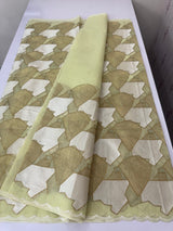 Jute Linen saree with zari & thread work MSH206 PastelGreen
