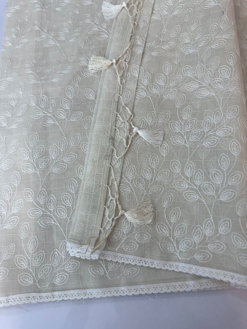 Kota cotton silk embriodery saree MS1455- PastelBeige