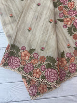 Embriodery Kota Silk Cutwork saree FBLK100 - Beige