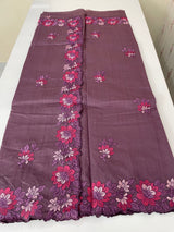 Crushed Blended tussar silk saree with embroidery- MSB7666 Mauve