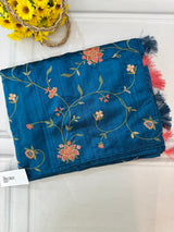 Blended crepe tussar saree with embriodery SSPNIMH DeepBlue