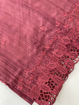 Blended tussar saree with cutwork -MSHK678 Burgundy