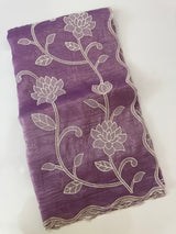 Crush Organza Applique work saree MS14987 - DarkLavender