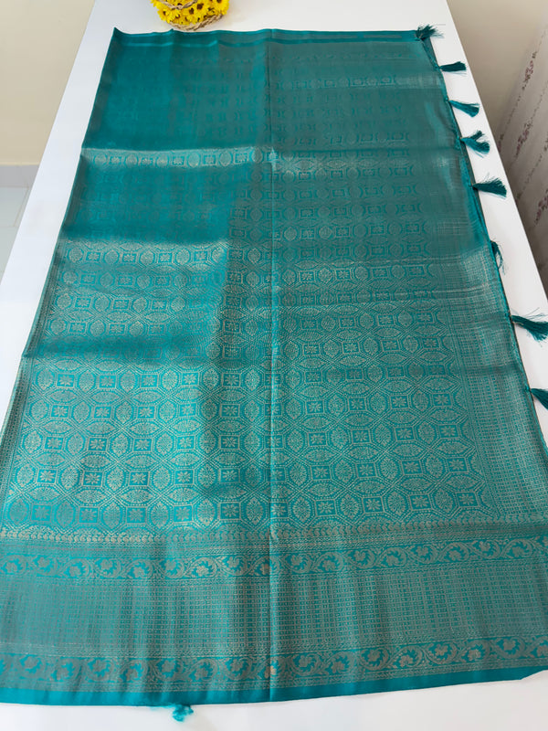 Brocade soft silk saree in copper zari weaving  MS6771