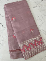 Soft kota checks saree with embroidery - MS7645 PastelMauve