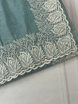 Crush Organza embroidery saree MS9739 DuskyBlue
