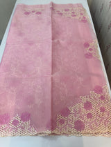 Viscose Organza saree with cutwork borders-MSH262 Pink