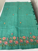 Art tussar saree with embroidery MST677