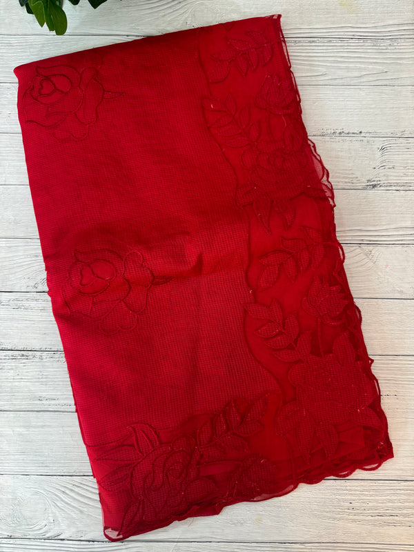NetKota Applique work saree  MSH110- Red
