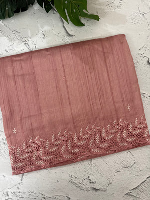 Semi tussar saree with cutwork MSHK566 DustyPeach