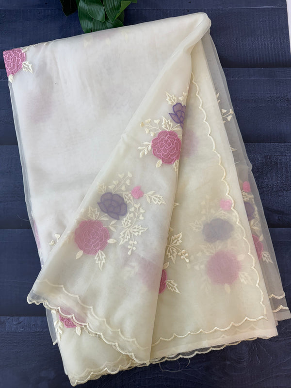 Designer Embroidery Organza Saree FCAD147