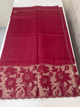 Blended tussar saree with organza applique applique borders MTSS452