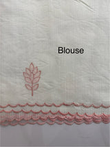 Kota silk saree with applique work SJCV82- Offwhite & Peach