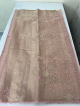 Tissue Silk applique work saree MSH120 Pastel Peachpink