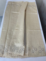 Crushed Matka Blended Tussar silk saree with embroidery MS4890- Cream