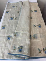 Pure soft kota silk saree with embroidery MS19078 Blue