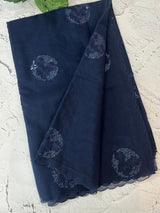 Organza saree with embroidery - MSH375 DarkBlue