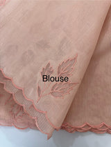Moonga checks saree with Net Applique borders  MSH159 Peach