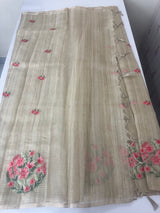 Blended tissue tussar saree with embriodery - MS8945