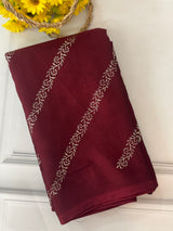 Georgette saree with foil prints MS1212- Maroon