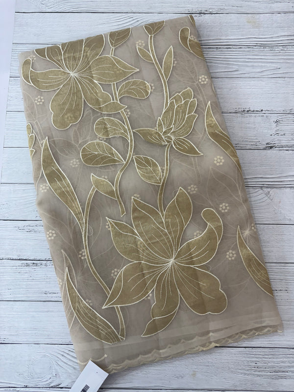 Organza saree with tissue applique work MS5081 Pastel CloudGrey