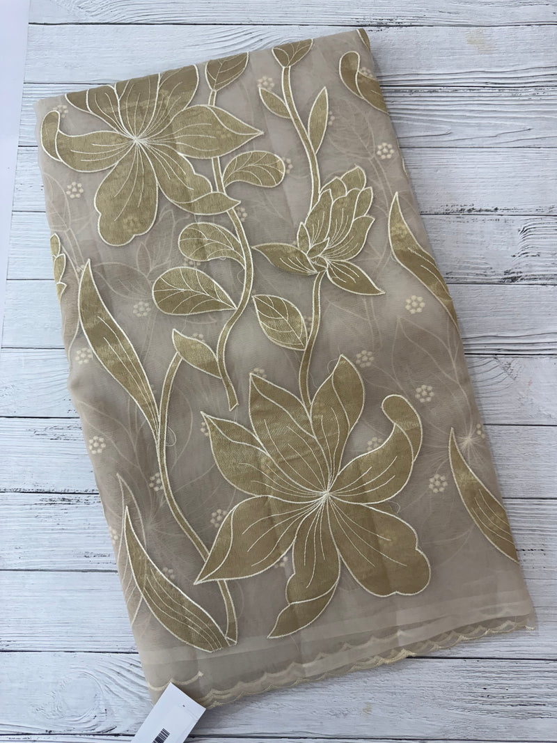 Organza saree with tissue applique work MS5081 Pastel CloudGrey