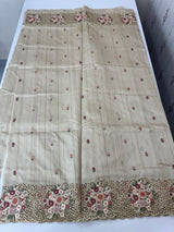 Cutwork Blended tussar saree MTS610 - Beige