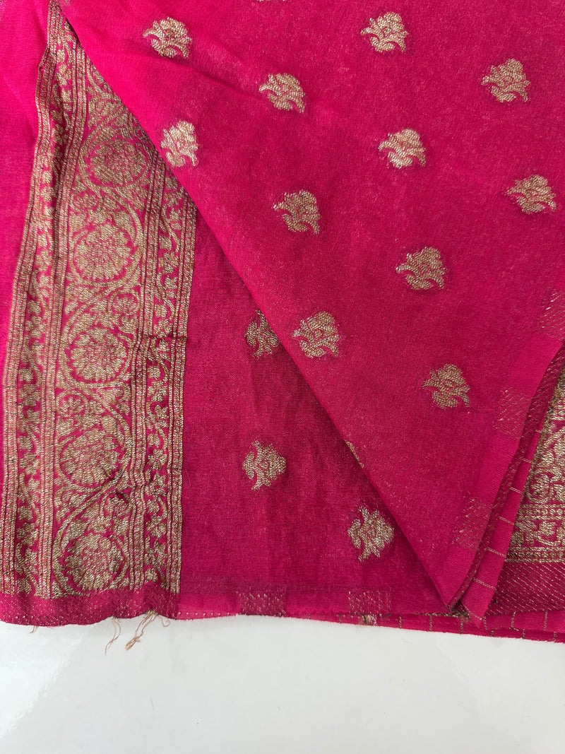 Semi banarasi Khaddi Georgette saree - MS1499 DarkPink