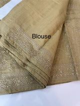 Blended tussar saree with thread work MTS9078 - Chikoo