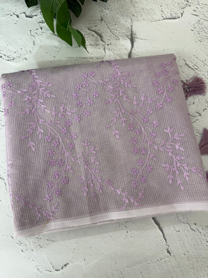 Moonga checks saree with embroidery MSH219 Lavender