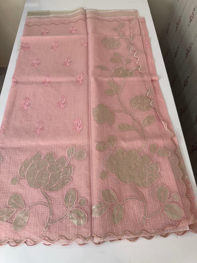 NetKota saree with tissue applique work MS15146 - PastelPink