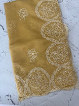 Georgette - Organza saree with embroidery work MS5089 Yellow