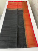 Soft silk sarees with contrast pallu & blouse MJL890Black and Red