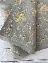 Applique and embroidery work 
 Kota Silk saree MSH118 - DuskyGreyGreen