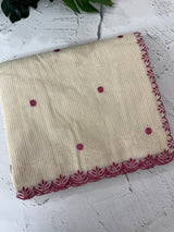 Chanderi Tissue silk saree with scalloped borders - MNM222 (thin lines)