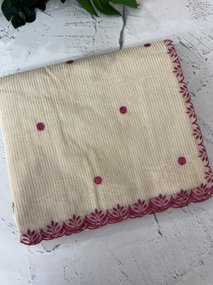 Chanderi Tissue silk saree with scalloped borders - MNM222 (thin lines)