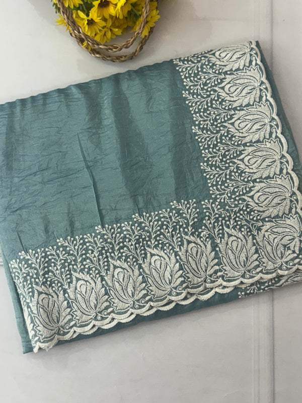 Crush Organza embroidery saree MS9739 DuskyBlue