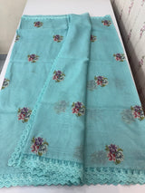 Silky kota embroidery saree MSK4359 Blue