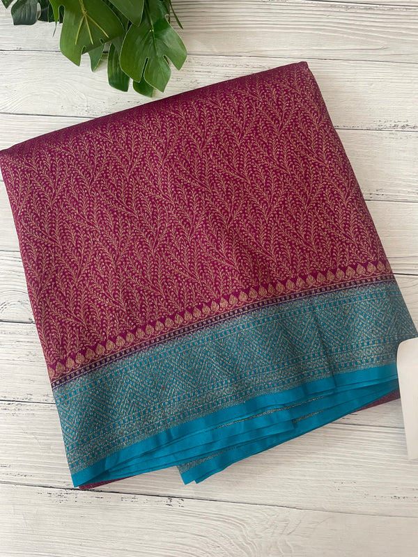 Banarasi semi katan saree with contrast border SHKNTNM